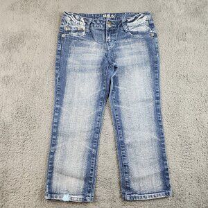 VTG Zana Di Jeans Junior's 9 Y2K Low Rise Easy Cropped Embellished Pockets Denim